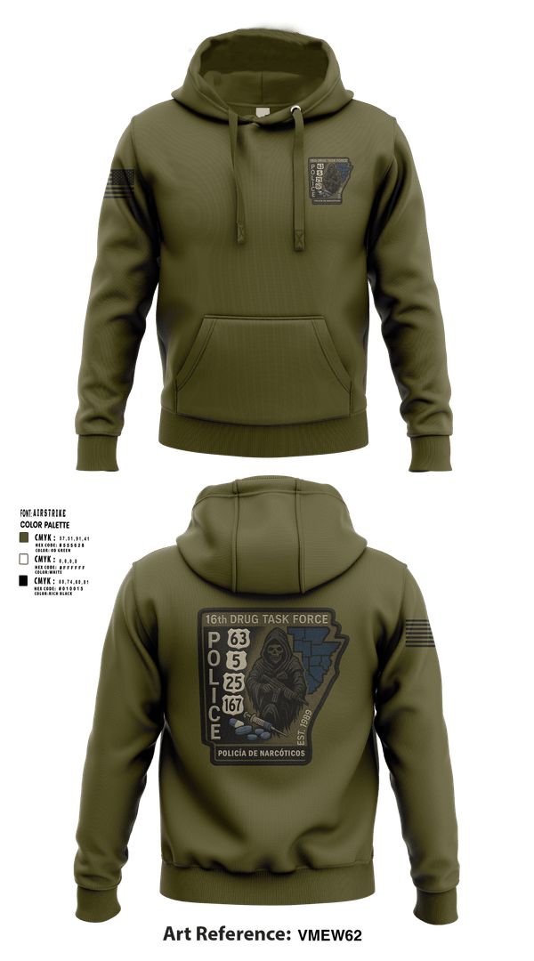 Hoodie, 16th Drug Task Force, Police, Teamtime, Team time, sublimation, custom sports apparel, team uniforms, spirit wear, spiritwear, sports uniforms, custom shirts, team store, custom team store, fundraiser sports, apparel fundraiser