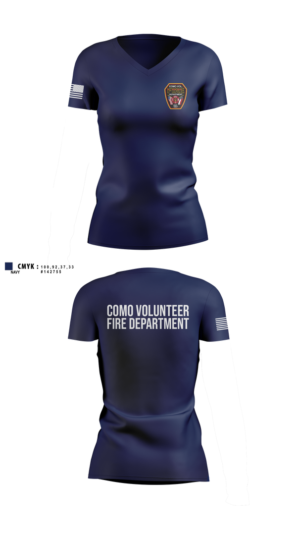 Womens Short Sleeve Vneck Shirt, Como Volunteer Fire Department, Fire Department, Teamtime, Team time, sublimation, custom sports apparel, team uniforms, spirit wear, spiritwear, sports uniforms, custom shirts, team store, custom team store, fundraiser sports, apparel fundraiser