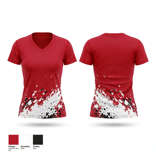 Womens Short Sleeve Vneck Shirt, Daybreak Star, Track & Field, Teamtime, Team time, sublimation, custom sports apparel, team uniforms, spirit wear, spiritwear, sports uniforms, custom shirts, team store, custom team store, fundraiser sports, apparel fundraiser