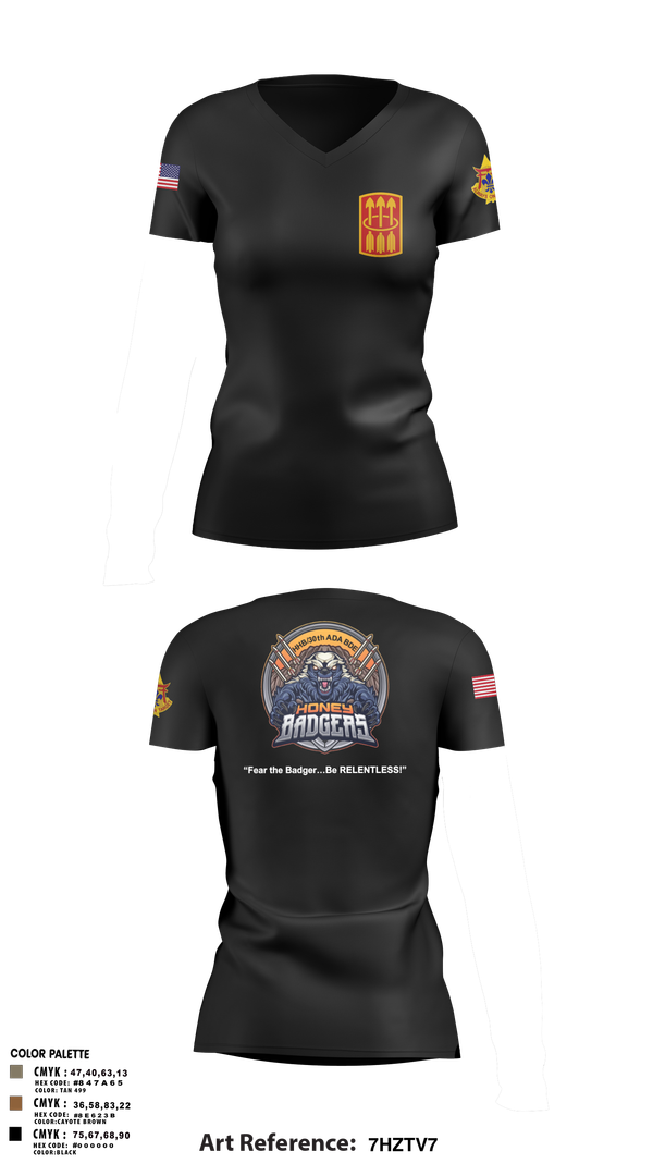 Womens Short Sleeve Vneck Shirt, Honey Badgers / 30X, Army, Teamtime, Team time, sublimation, custom sports apparel, team uniforms, spirit wear, spiritwear, sports uniforms, custom shirts, team store, custom team store, fundraiser sports, apparel fundraiser