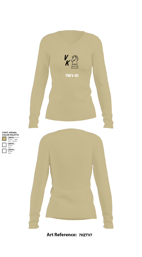 Womens Long Sleeve Vneck Shirt, VMFA-121, , Teamtime, Team time, sublimation, custom sports apparel, team uniforms, spirit wear, spiritwear, sports uniforms, custom shirts, team store, custom team store, fundraiser sports, apparel fundraiser