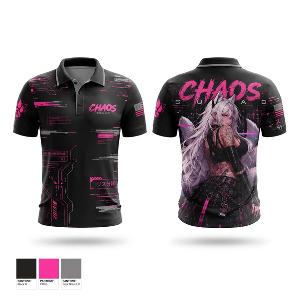 Short Sleeve Performance Polo, Chaos squad 02, E-Sports, Teamtime, Team time, sublimation, custom sports apparel, team uniforms, spirit wear, spiritwear, sports uniforms, custom shirts, team store, custom team store, fundraiser sports, apparel fundraiser