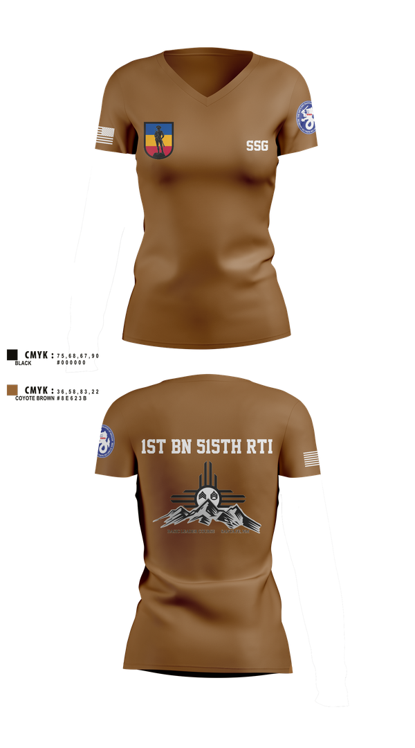 Womens Short Sleeve Vneck Shirt, 1st BN 515th RTI, Army, Teamtime, Team time, sublimation, custom sports apparel, team uniforms, spirit wear, spiritwear, sports uniforms, custom shirts, team store, custom team store, fundraiser sports, apparel fundraiser