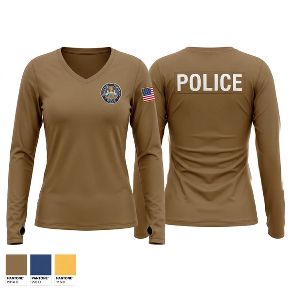 Womens Long Sleeve Vneck Shirt, Schuylkill Twp Police, Police, Teamtime, Team time, sublimation, custom sports apparel, team uniforms, spirit wear, spiritwear, sports uniforms, custom shirts, team store, custom team store, fundraiser sports, apparel fundraiser