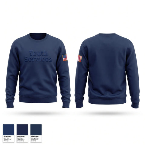 Crew Neck Sweatshirt, Youth Services, Police, Teamtime, Team time, sublimation, custom sports apparel, team uniforms, spirit wear, spiritwear, sports uniforms, custom shirts, team store, custom team store, fundraiser sports, apparel fundraiser