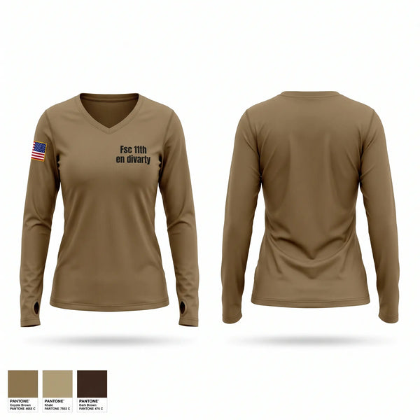 Womens Long Sleeve Vneck Shirt, Fsc 11th en divarty, Army, Teamtime, Team time, sublimation, custom sports apparel, team uniforms, spirit wear, spiritwear, sports uniforms, custom shirts, team store, custom team store, fundraiser sports, apparel fundraiser