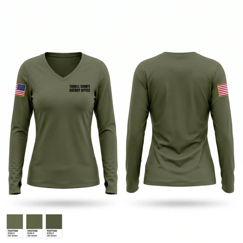 Womens Long Sleeve Vneck Shirt, TERRELL COUNTY SHERIFF OFFICE, Police, Teamtime, Team time, sublimation, custom sports apparel, team uniforms, spirit wear, spiritwear, sports uniforms, custom shirts, team store, custom team store, fundraiser sports, apparel fundraiser