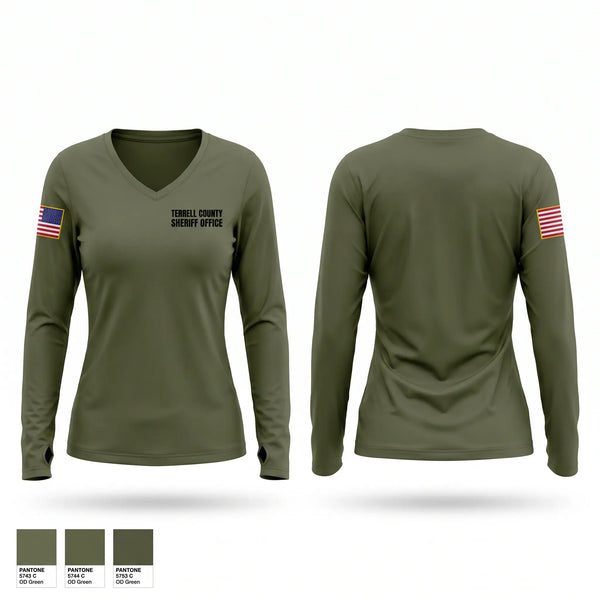 Womens Long Sleeve Vneck Shirt, TERRELL COUNTY SHERIFF OFFICE, Police, Teamtime, Team time, sublimation, custom sports apparel, team uniforms, spirit wear, spiritwear, sports uniforms, custom shirts, team store, custom team store, fundraiser sports, apparel fundraiser