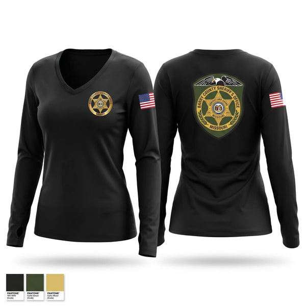 Womens Long Sleeve Vneck Shirt, Barry County Sheriff’s Office, Police, Teamtime, Team time, sublimation, custom sports apparel, team uniforms, spirit wear, spiritwear, sports uniforms, custom shirts, team store, custom team store, fundraiser sports, apparel fundraiser