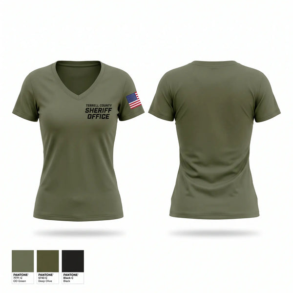 Womens Short Sleeve Vneck Shirt, TERRELL COUNTY SHERIFF OFFICE, Police, Teamtime, Team time, sublimation, custom sports apparel, team uniforms, spirit wear, spiritwear, sports uniforms, custom shirts, team store, custom team store, fundraiser sports, apparel fundraiser
