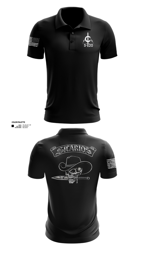 Short Sleeve Performance Polo, 2/C Sicarios, Army, Teamtime, Team time, sublimation, custom sports apparel, team uniforms, spirit wear, spiritwear, sports uniforms, custom shirts, team store, custom team store, fundraiser sports, apparel fundraiser