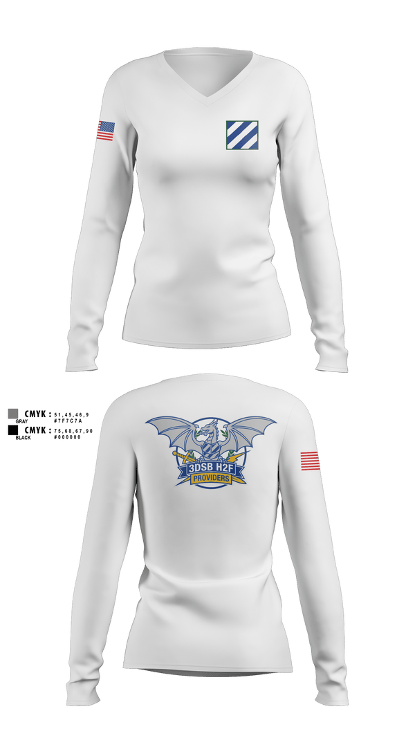 Womens Long Sleeve Vneck Shirt, 3DSB H2F, Army, Teamtime, Team time, sublimation, custom sports apparel, team uniforms, spirit wear, spiritwear, sports uniforms, custom shirts, team store, custom team store, fundraiser sports, apparel fundraiser