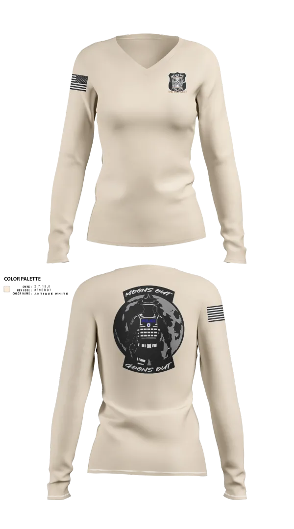 Womens Long Sleeve Vneck Shirt, 4th Precinct, Police, Teamtime, Team time, sublimation, custom sports apparel, team uniforms, spirit wear, spiritwear, sports uniforms, custom shirts, team store, custom team store, fundraiser sports, apparel fundraiser