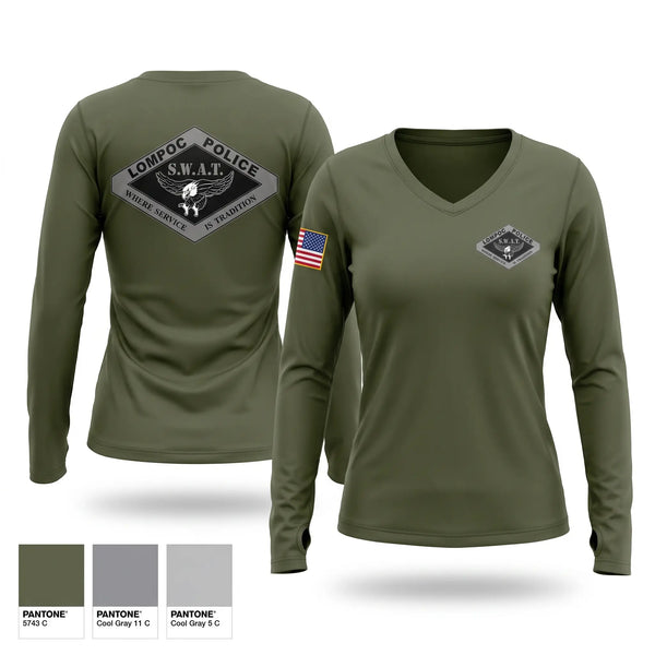 Womens Long Sleeve Vneck Shirt, SWAT, Police, Teamtime, Team time, sublimation, custom sports apparel, team uniforms, spirit wear, spiritwear, sports uniforms, custom shirts, team store, custom team store, fundraiser sports, apparel fundraiser