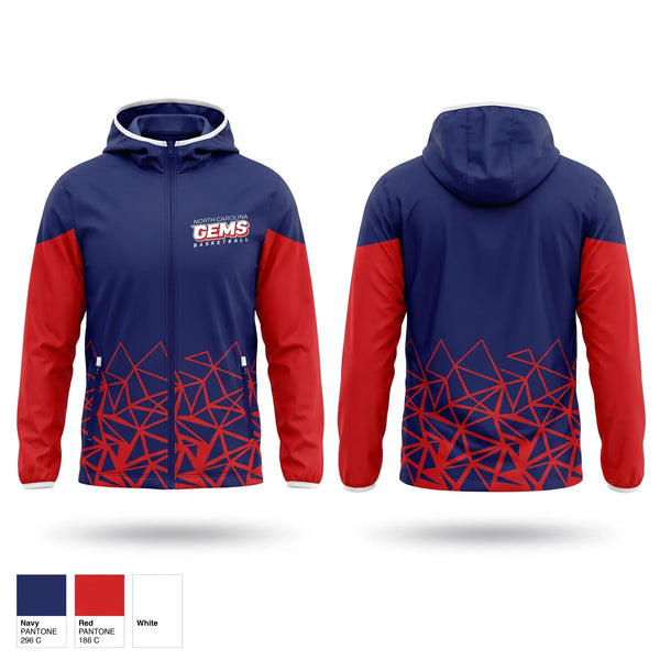 Windbreaker, NC LADY GEMS, Women's Basketball, Teamtime, Team time, sublimation, custom sports apparel, team uniforms, spirit wear, spiritwear, sports uniforms, custom shirts, team store, custom team store, fundraiser sports, apparel fundraiser