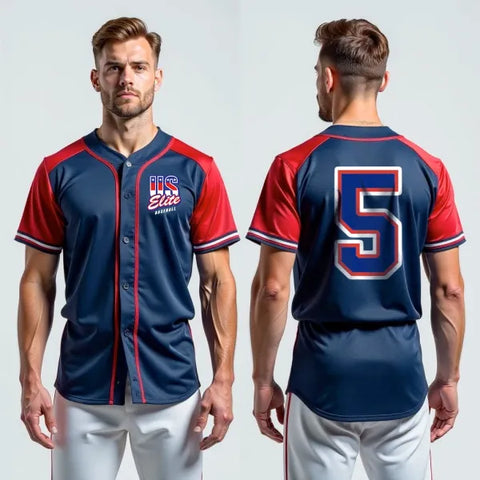 Full Button Baseball Jersey, U S Elite, Baseball, Teamtime, Team time, sublimation, custom sports apparel, team uniforms, spirit wear, spiritwear, sports uniforms, custom shirts, team store, custom team store, fundraiser sports, apparel fundraiser