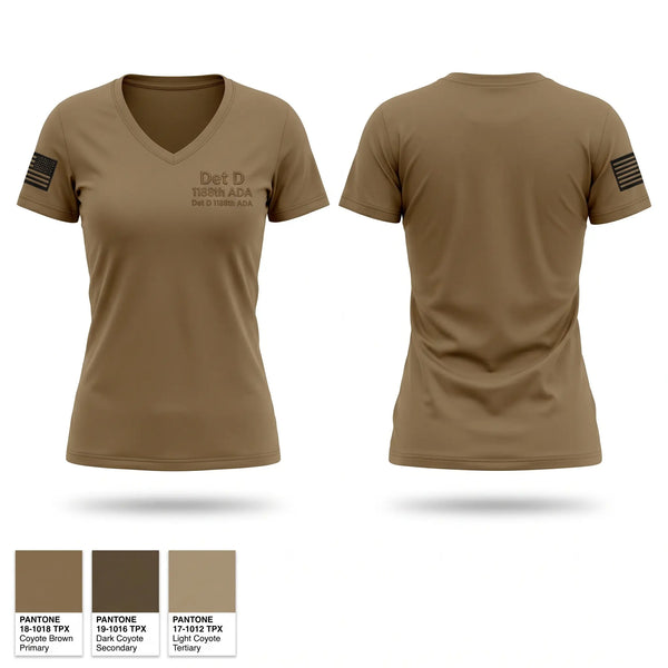 Womens Short Sleeve Vneck Shirt, Det. D. 1-188th ADA, National Guard, Teamtime, Team time, sublimation, custom sports apparel, team uniforms, spirit wear, spiritwear, sports uniforms, custom shirts, team store, custom team store, fundraiser sports, apparel fundraiser