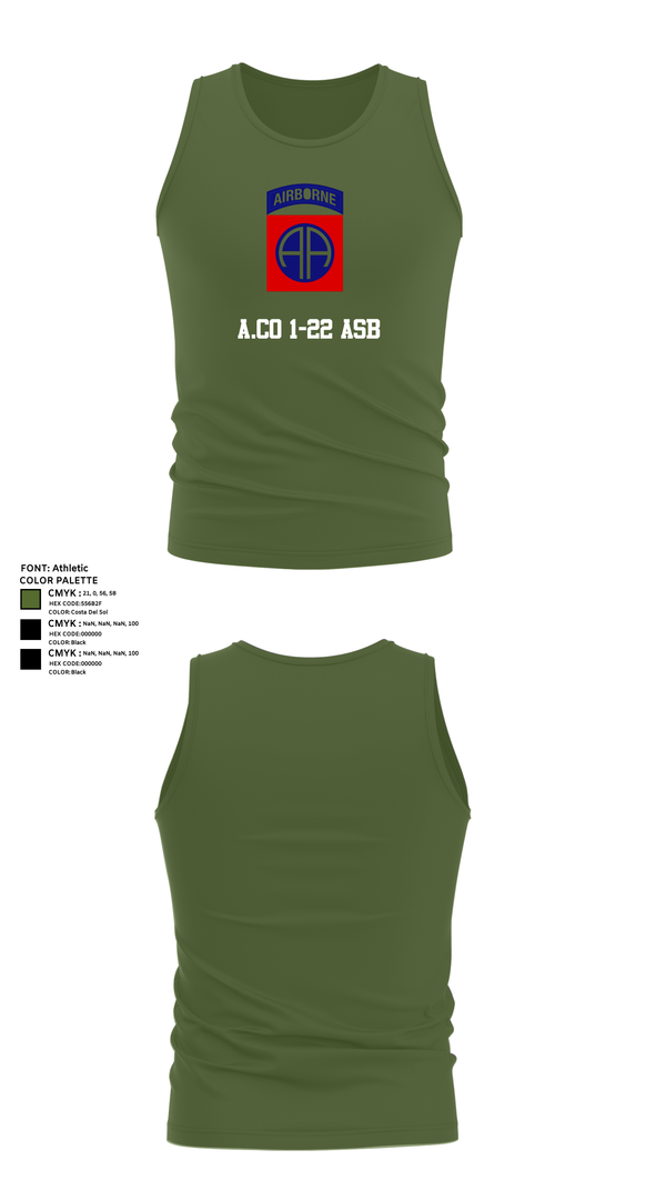 Tank Top, A.Co 1-22 ASB, , Teamtime, Team time, sublimation, custom sports apparel, team uniforms, spirit wear, spiritwear, sports uniforms, custom shirts, team store, custom team store, fundraiser sports, apparel fundraiser