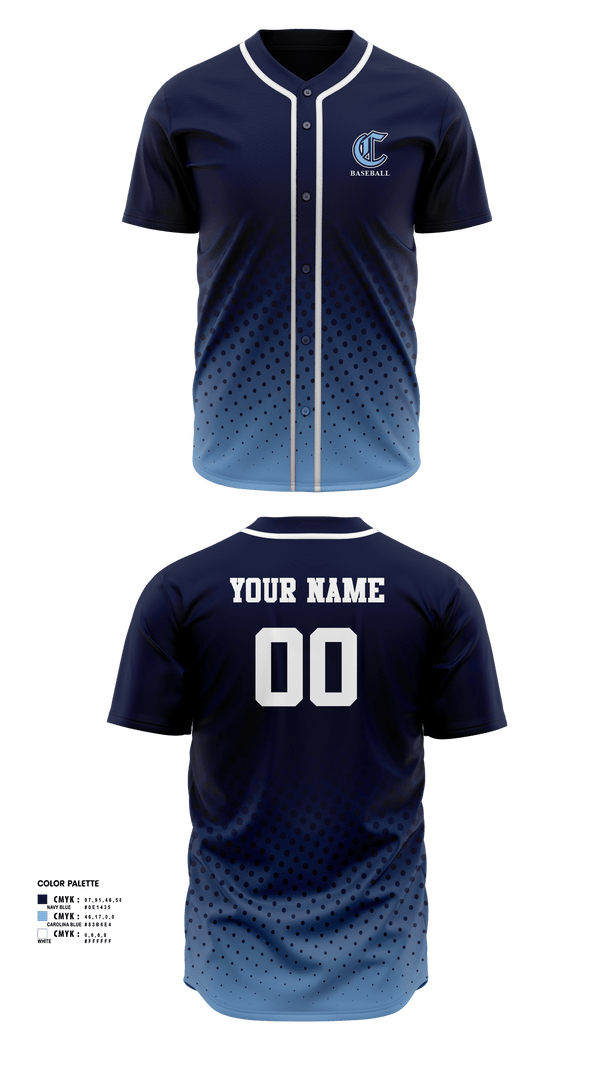 Full Button Baseball Jersey, Bishop Canevin, Baseball, Teamtime, Team time, sublimation, custom sports apparel, team uniforms, spirit wear, spiritwear, sports uniforms, custom shirts, team store, custom team store, fundraiser sports, apparel fundraiser