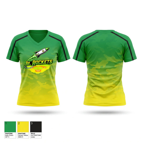 Womens Short Sleeve Vneck Shirt, Jr.Rockets Baseball Club, Baseball, Teamtime, Team time, sublimation, custom sports apparel, team uniforms, spirit wear, spiritwear, sports uniforms, custom shirts, team store, custom team store, fundraiser sports, apparel fundraiser