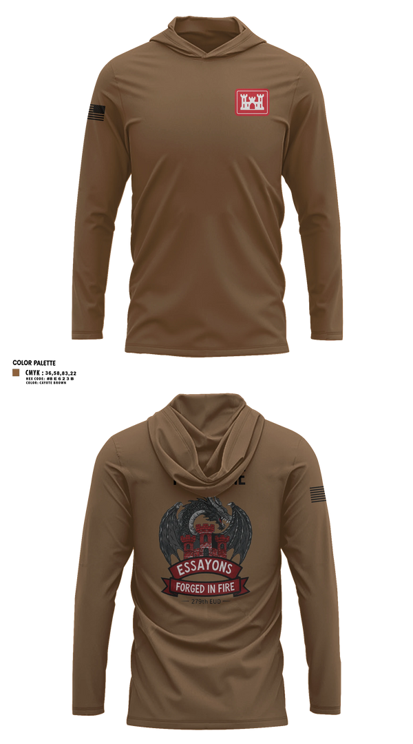 Long Sleeve Performance Shirt with hood, 279 EN DET, Army, Teamtime, Team time, sublimation, custom sports apparel, team uniforms, spirit wear, spiritwear, sports uniforms, custom shirts, team store, custom team store, fundraiser sports, apparel fundraiser