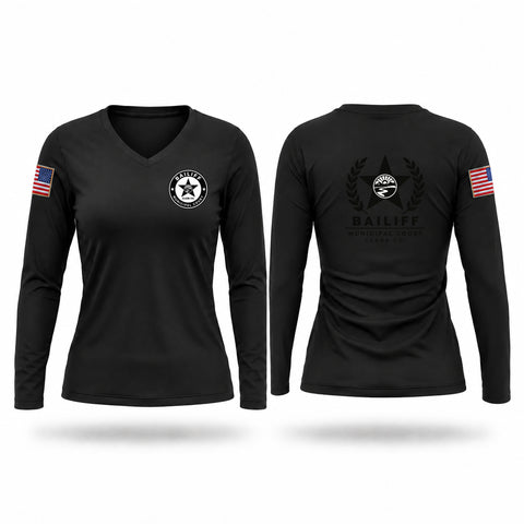 Womens Long Sleeve Vneck Shirt, Bailiff, Police, Teamtime, Team time, sublimation, custom sports apparel, team uniforms, spirit wear, spiritwear, sports uniforms, custom shirts, team store, custom team store, fundraiser sports, apparel fundraiser
