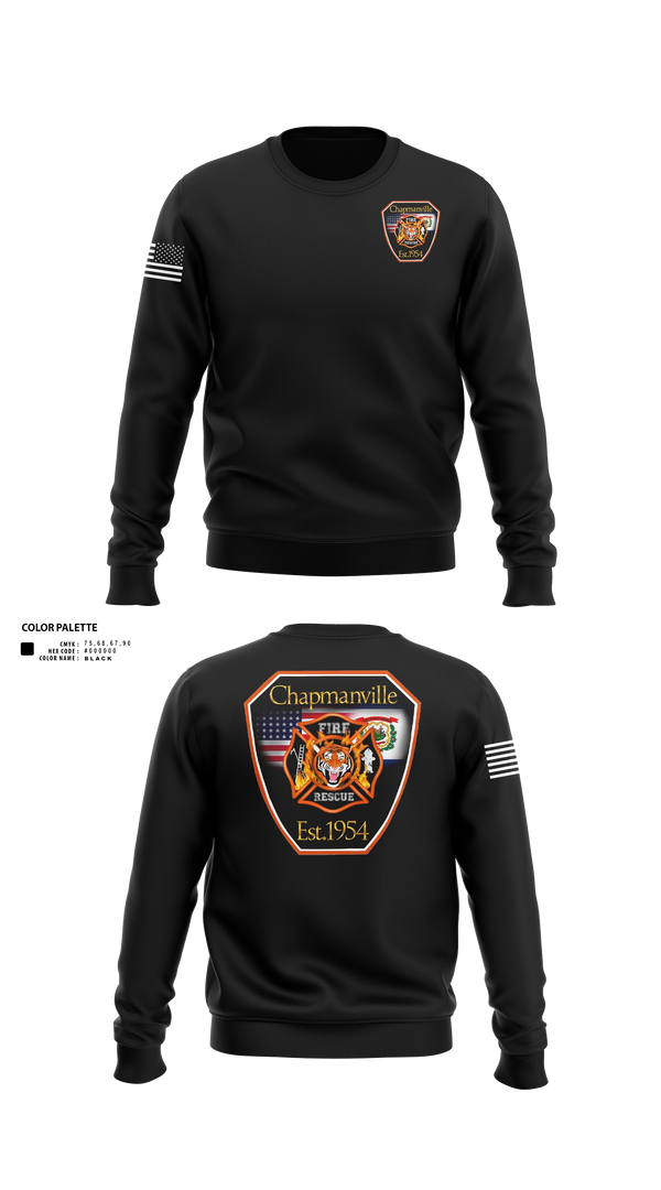 Crew Neck Sweatshirt, Chapmanville Fire Department, Fire Department, Teamtime, Team time, sublimation, custom sports apparel, team uniforms, spirit wear, spiritwear, sports uniforms, custom shirts, team store, custom team store, fundraiser sports, apparel fundraiser