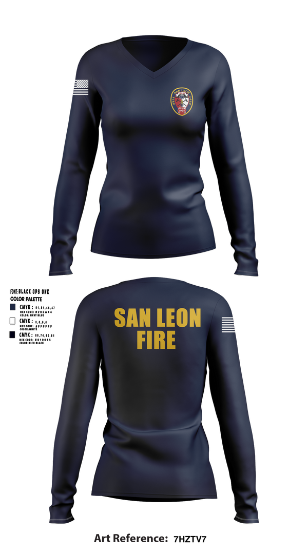 Womens Long Sleeve Vneck Shirt, San Leon Volunteer Fire Department, Fire Department, Teamtime, Team time, sublimation, custom sports apparel, team uniforms, spirit wear, spiritwear, sports uniforms, custom shirts, team store, custom team store, fundraiser sports, apparel fundraiser