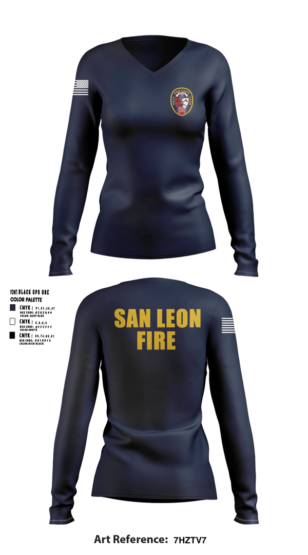 Womens Long Sleeve Vneck Shirt, San Leon Volunteer Fire Department, Fire Department, Teamtime, Team time, sublimation, custom sports apparel, team uniforms, spirit wear, spiritwear, sports uniforms, custom shirts, team store, custom team store, fundraiser sports, apparel fundraiser