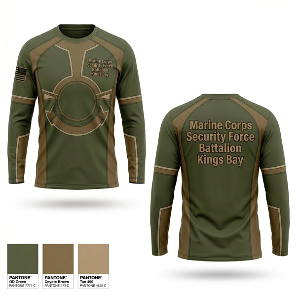 Long Sleeve Performance Shirt, Marine Corps Security Force Battalion Kings Bay, Marines, Teamtime, Team time, sublimation, custom sports apparel, team uniforms, spirit wear, spiritwear, sports uniforms, custom shirts, team store, custom team store, fundraiser sports, apparel fundraiser