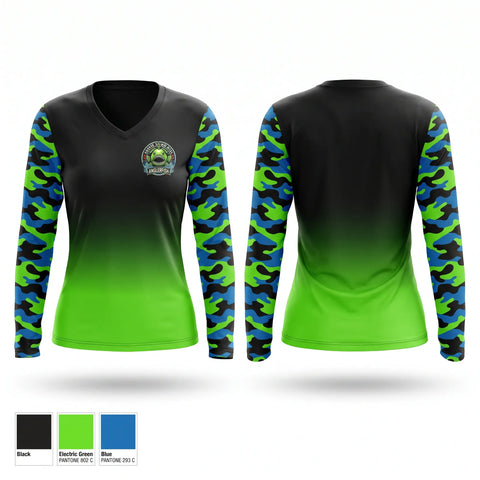Womens Long Sleeve Vneck Shirt, Austin Town Hall Anglerfish, Swimming, Teamtime, Team time, sublimation, custom sports apparel, team uniforms, spirit wear, spiritwear, sports uniforms, custom shirts, team store, custom team store, fundraiser sports, apparel fundraiser
