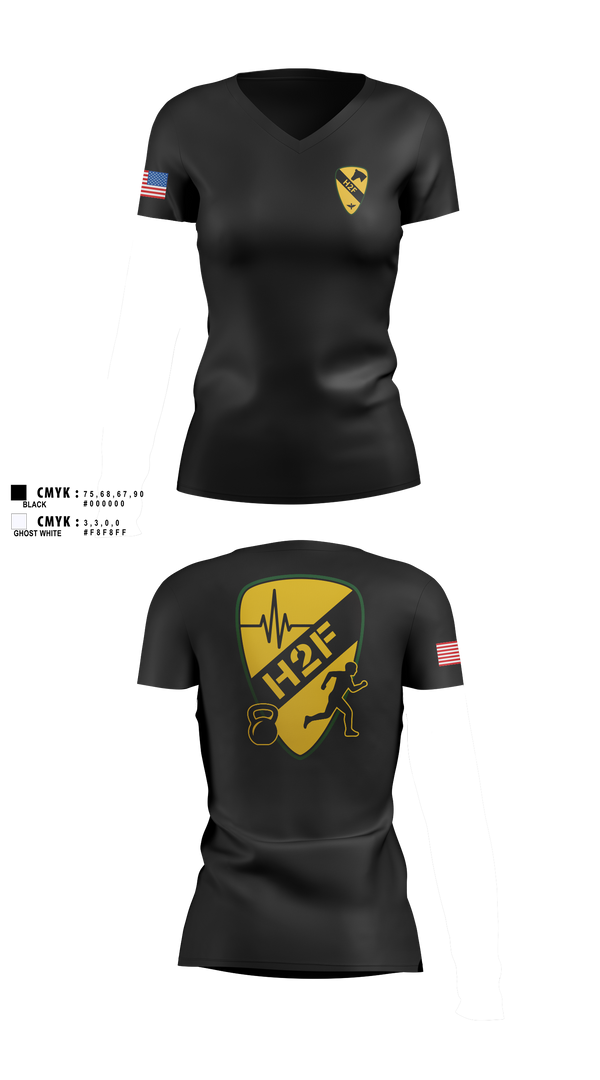 Womens Short Sleeve Vneck Shirt, 1st Air Cavalry Brigade H2F, Army, Teamtime, Team time, sublimation, custom sports apparel, team uniforms, spirit wear, spiritwear, sports uniforms, custom shirts, team store, custom team store, fundraiser sports, apparel fundraiser