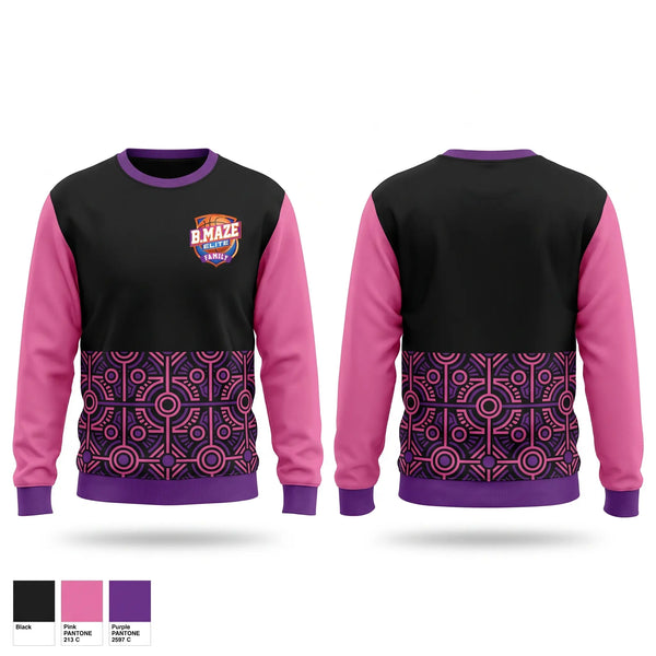 Crew Neck Sweatshirt, B Maze Family Elite, Women's Basketball, Teamtime, Team time, sublimation, custom sports apparel, team uniforms, spirit wear, spiritwear, sports uniforms, custom shirts, team store, custom team store, fundraiser sports, apparel fundraiser