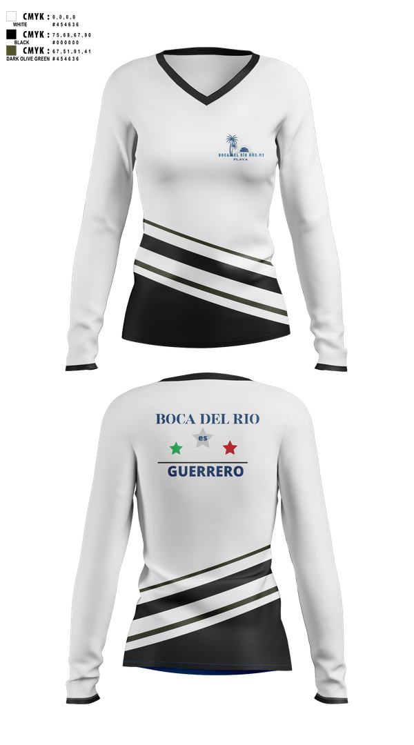 Womens Long Sleeve Vneck Shirt, Playa Boca del Rio Gro.Mx, Golf, Teamtime, Team time, sublimation, custom sports apparel, team uniforms, spirit wear, spiritwear, sports uniforms, custom shirts, team store, custom team store, fundraiser sports, apparel fundraiser