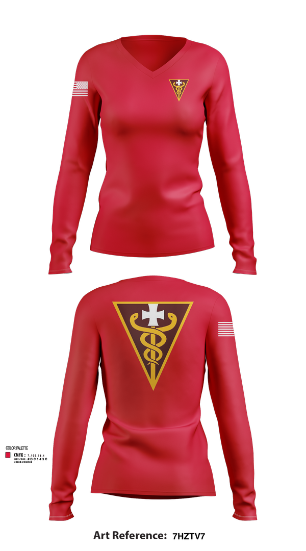 Womens Long Sleeve Vneck Shirt, 3D THEATER MEDICAL COMMAND, , Teamtime, Team time, sublimation, custom sports apparel, team uniforms, spirit wear, spiritwear, sports uniforms, custom shirts, team store, custom team store, fundraiser sports, apparel fundraiser