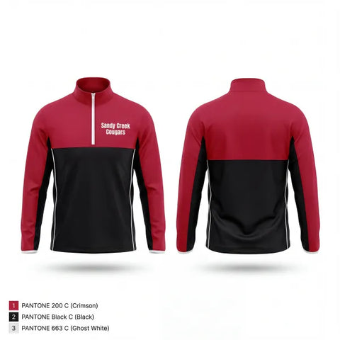 Quarter Zip Jacket, Sandy Creek Cougars, Softball, Teamtime, Team time, sublimation, custom sports apparel, team uniforms, spirit wear, spiritwear, sports uniforms, custom shirts, team store, custom team store, fundraiser sports, apparel fundraiser