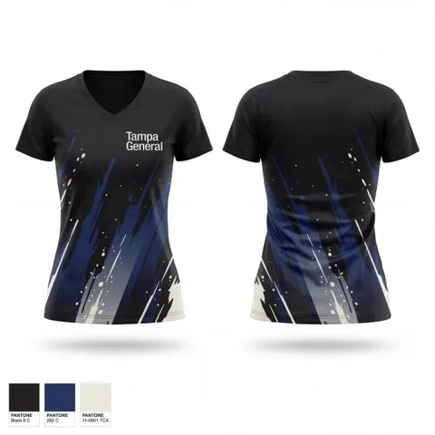 Womens Short Sleeve Vneck Shirt, Tampa General, Police, Teamtime, Team time, sublimation, custom sports apparel, team uniforms, spirit wear, spiritwear, sports uniforms, custom shirts, team store, custom team store, fundraiser sports, apparel fundraiser