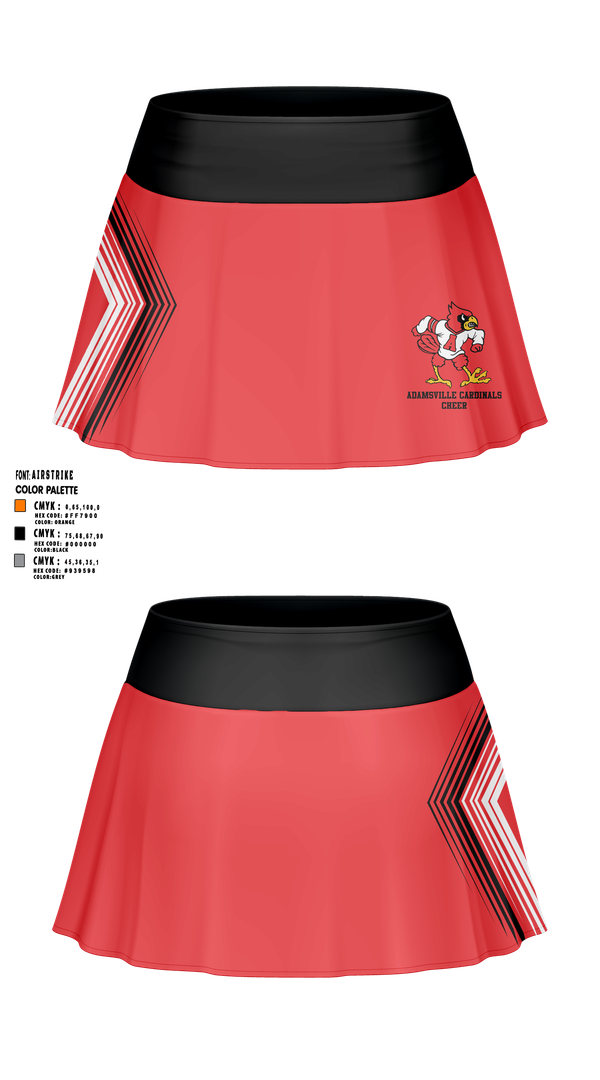 Skort, Adamsville Cardinals Cheer, Cheer, Teamtime, Team time, sublimation, custom sports apparel, team uniforms, spirit wear, spiritwear, sports uniforms, custom shirts, team store, custom team store, fundraiser sports, apparel fundraiser