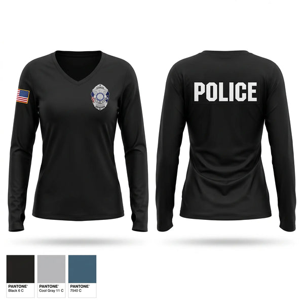 Womens Long Sleeve Vneck Shirt, York police, Police, Teamtime, Team time, sublimation, custom sports apparel, team uniforms, spirit wear, spiritwear, sports uniforms, custom shirts, team store, custom team store, fundraiser sports, apparel fundraiser
