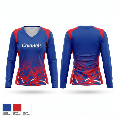 Womens Long Sleeve Vneck Shirt, Colonels, Men's Basketball, Teamtime, Team time, sublimation, custom sports apparel, team uniforms, spirit wear, spiritwear, sports uniforms, custom shirts, team store, custom team store, fundraiser sports, apparel fundraiser