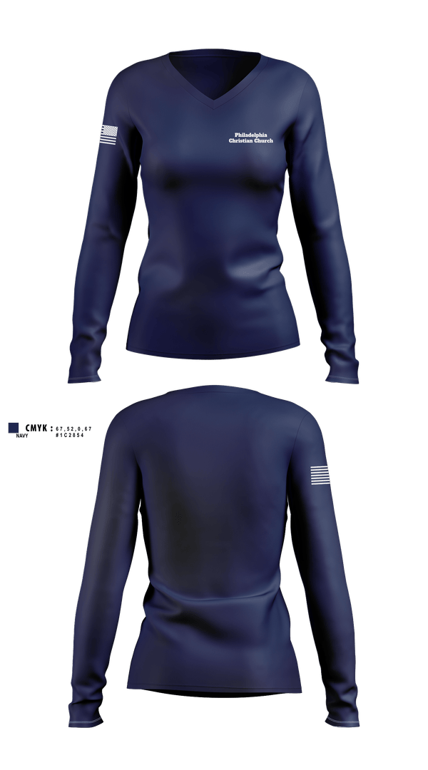 Womens Long Sleeve Vneck Shirt, Philadelphia Christian Church, , Teamtime, Team time, sublimation, custom sports apparel, team uniforms, spirit wear, spiritwear, sports uniforms, custom shirts, team store, custom team store, fundraiser sports, apparel fundraiser
