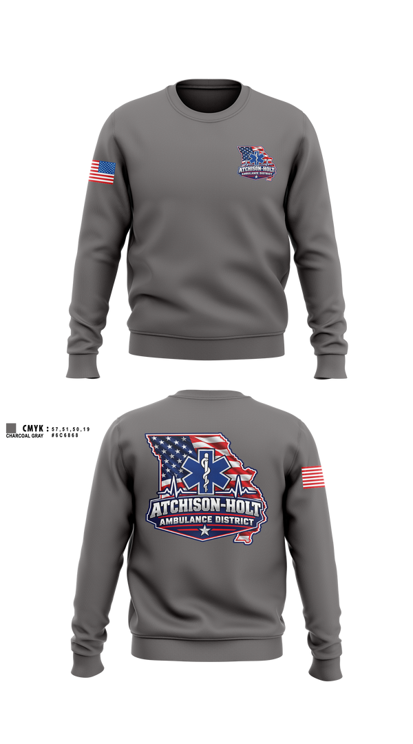 Crew Neck Sweatshirt, Atchison Holt Ambulance District, EMS/EMT, Teamtime, Team time, sublimation, custom sports apparel, team uniforms, spirit wear, spiritwear, sports uniforms, custom shirts, team store, custom team store, fundraiser sports, apparel fundraiser