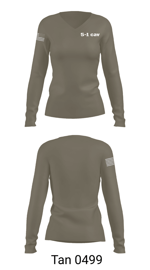Womens Long Sleeve Vneck Shirt, 5-1 cav, Army, Teamtime, Team time, sublimation, custom sports apparel, team uniforms, spirit wear, spiritwear, sports uniforms, custom shirts, team store, custom team store, fundraiser sports, apparel fundraiser