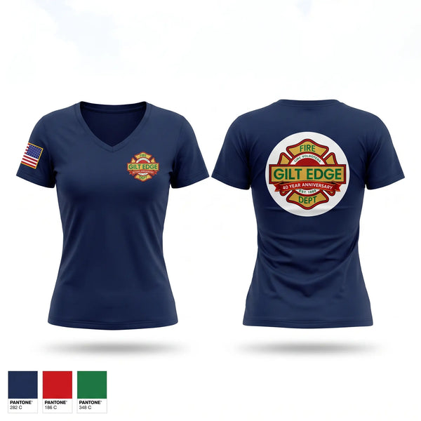 Womens Short Sleeve Vneck Shirt, Gilt Edge Fire Department, Fire Department, Teamtime, Team time, sublimation, custom sports apparel, team uniforms, spirit wear, spiritwear, sports uniforms, custom shirts, team store, custom team store, fundraiser sports, apparel fundraiser