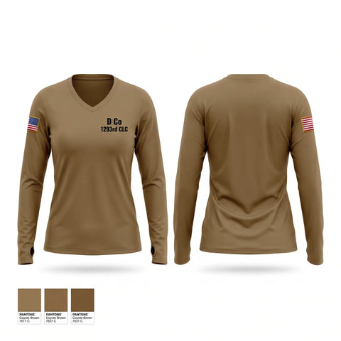 Womens Long Sleeve Vneck Shirt, D Co. 1/293rd CLC, Army, Teamtime, Team time, sublimation, custom sports apparel, team uniforms, spirit wear, spiritwear, sports uniforms, custom shirts, team store, custom team store, fundraiser sports, apparel fundraiser
