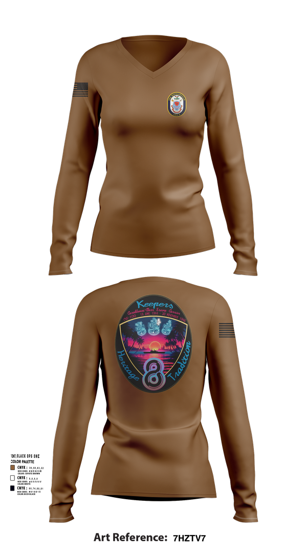 Womens Long Sleeve Vneck Shirt, USS Bougainville CPO, , Teamtime, Team time, sublimation, custom sports apparel, team uniforms, spirit wear, spiritwear, sports uniforms, custom shirts, team store, custom team store, fundraiser sports, apparel fundraiser