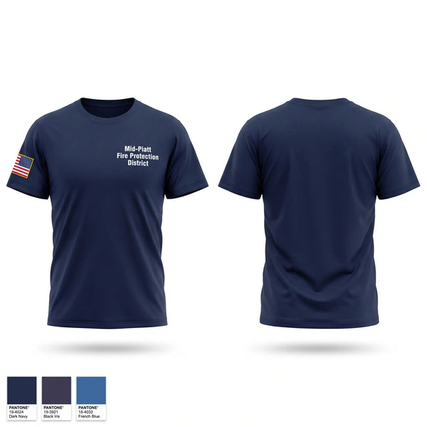 Old School Cotton Feel Shirt, Mid-Piatt Fire Protection District, Fire Department, Teamtime, Team time, sublimation, custom sports apparel, team uniforms, spirit wear, spiritwear, sports uniforms, custom shirts, team store, custom team store, fundraiser sports, apparel fundraiser