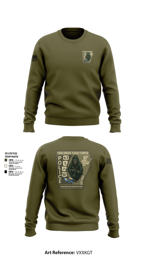 Crew Neck Sweatshirt, 16th Drug Task Force, Police, Teamtime, Team time, sublimation, custom sports apparel, team uniforms, spirit wear, spiritwear, sports uniforms, custom shirts, team store, custom team store, fundraiser sports, apparel fundraiser