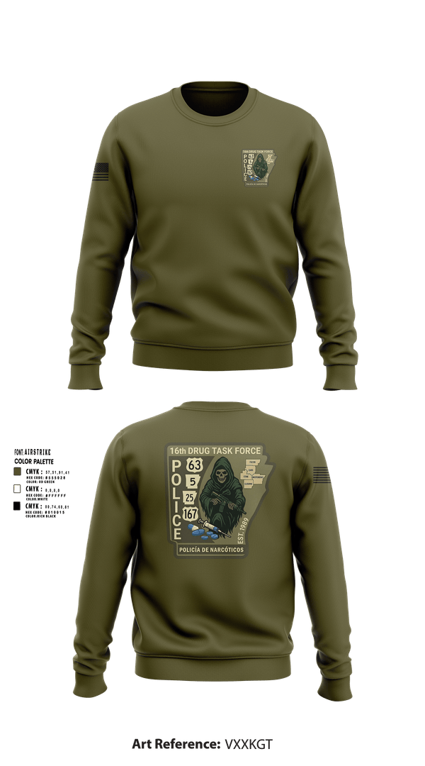 Crew Neck Sweatshirt, 16th Drug Task Force, Police, Teamtime, Team time, sublimation, custom sports apparel, team uniforms, spirit wear, spiritwear, sports uniforms, custom shirts, team store, custom team store, fundraiser sports, apparel fundraiser
