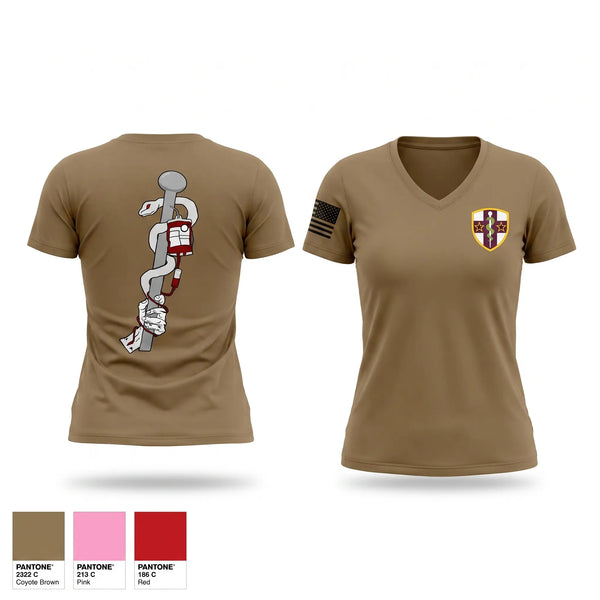 Womens Short Sleeve Vneck Shirt, 7220th Medical Support Unit, Army, Teamtime, Team time, sublimation, custom sports apparel, team uniforms, spirit wear, spiritwear, sports uniforms, custom shirts, team store, custom team store, fundraiser sports, apparel fundraiser